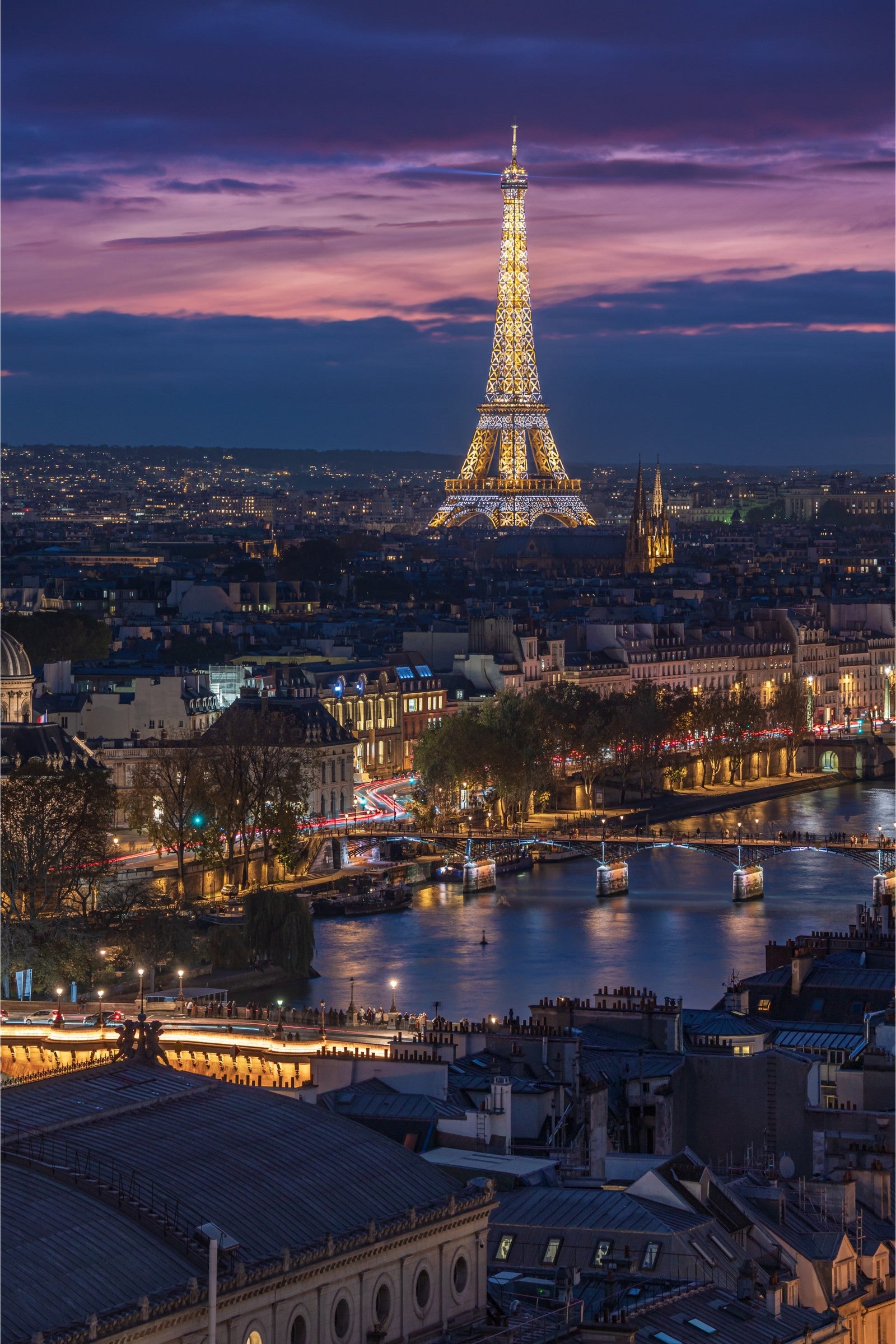 Paris pourpre depuis la Tour Saint-Jacques - Photographie par Michot