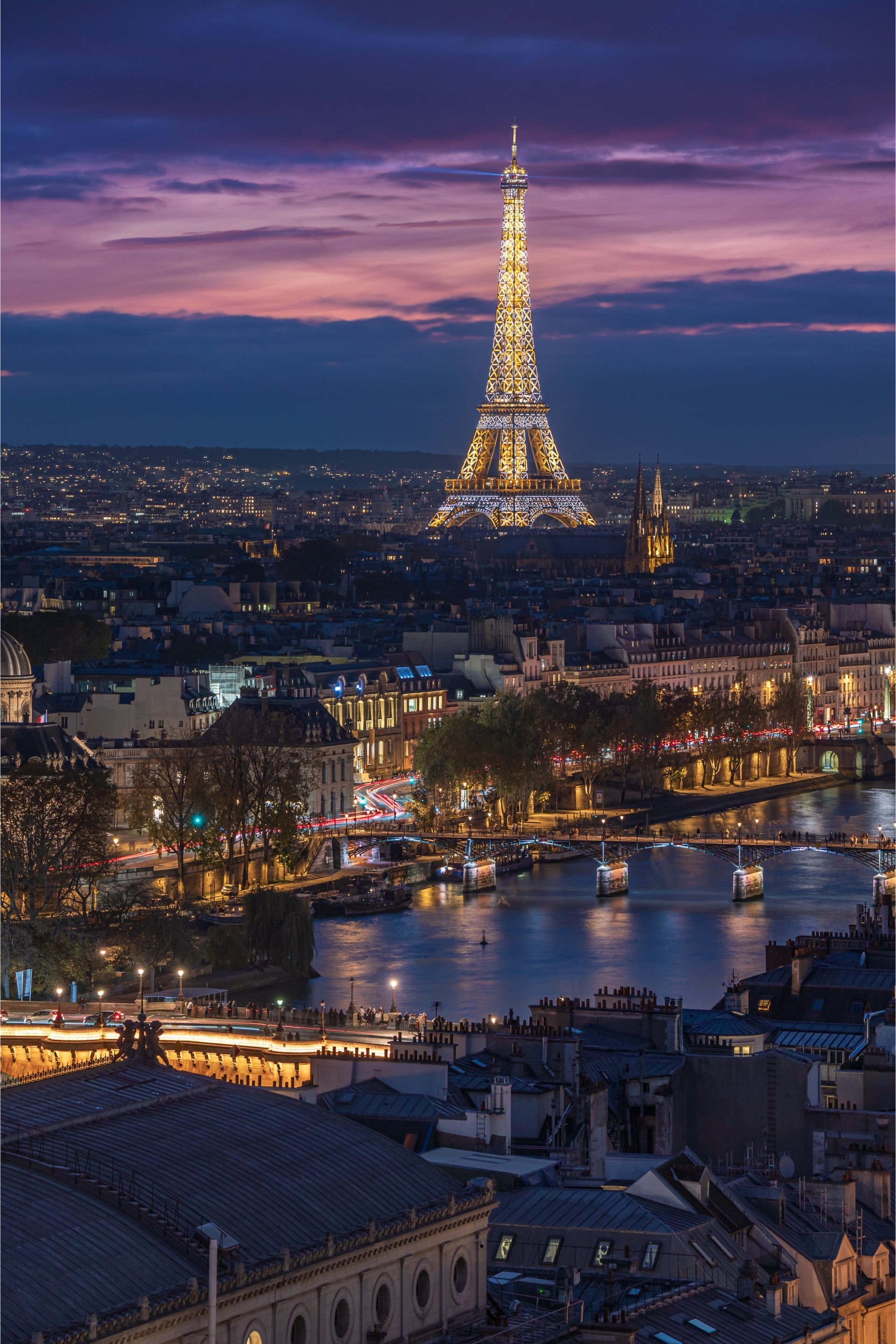 Paris pourpre depuis la Tour Saint-Jacques - Photographie par Michot